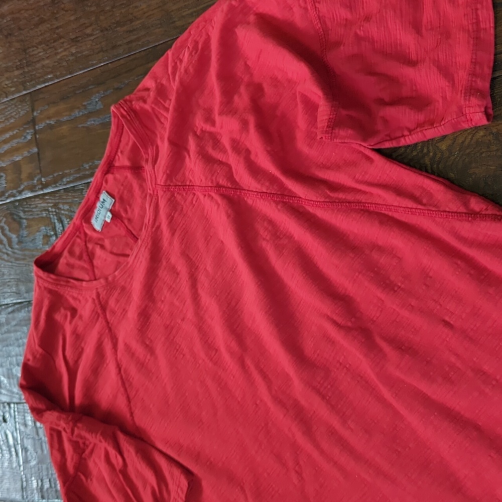 IRIDIUM I Red Short Sleeve Oversized Drop Shoulder Crew Neck Shirt Top, S